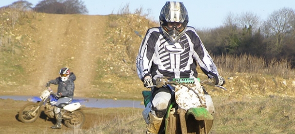 Motorcyclist on speedway track